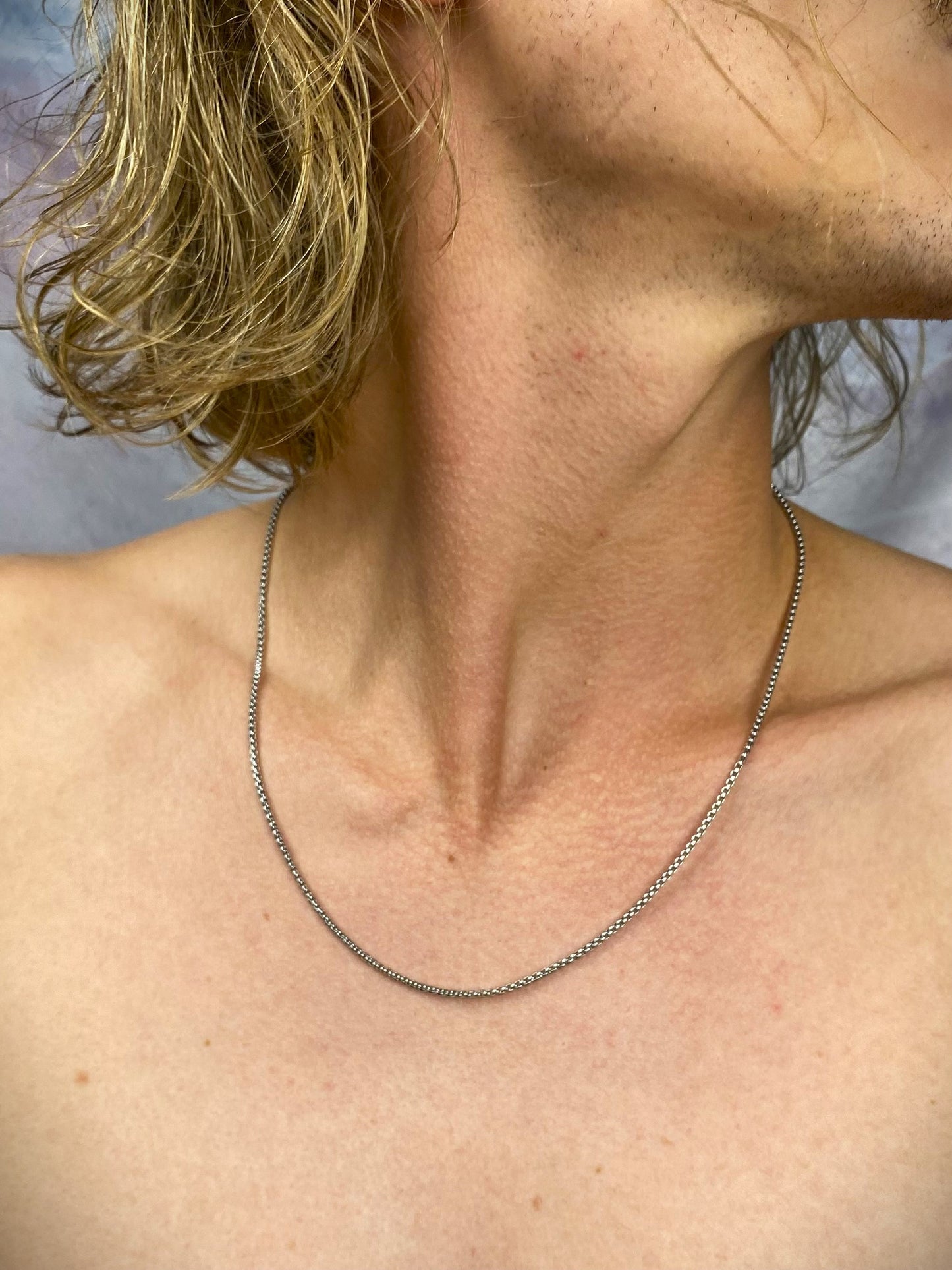 Slim Box Necklace - Stainless Steel